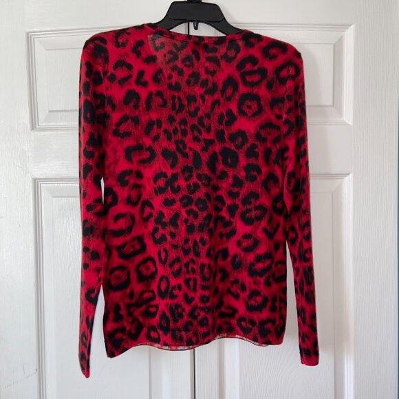 REDUCED PRICE New Talbots LP Red & Black Pure Merino Wool Button Down Cardigan - Picture 2 of 8